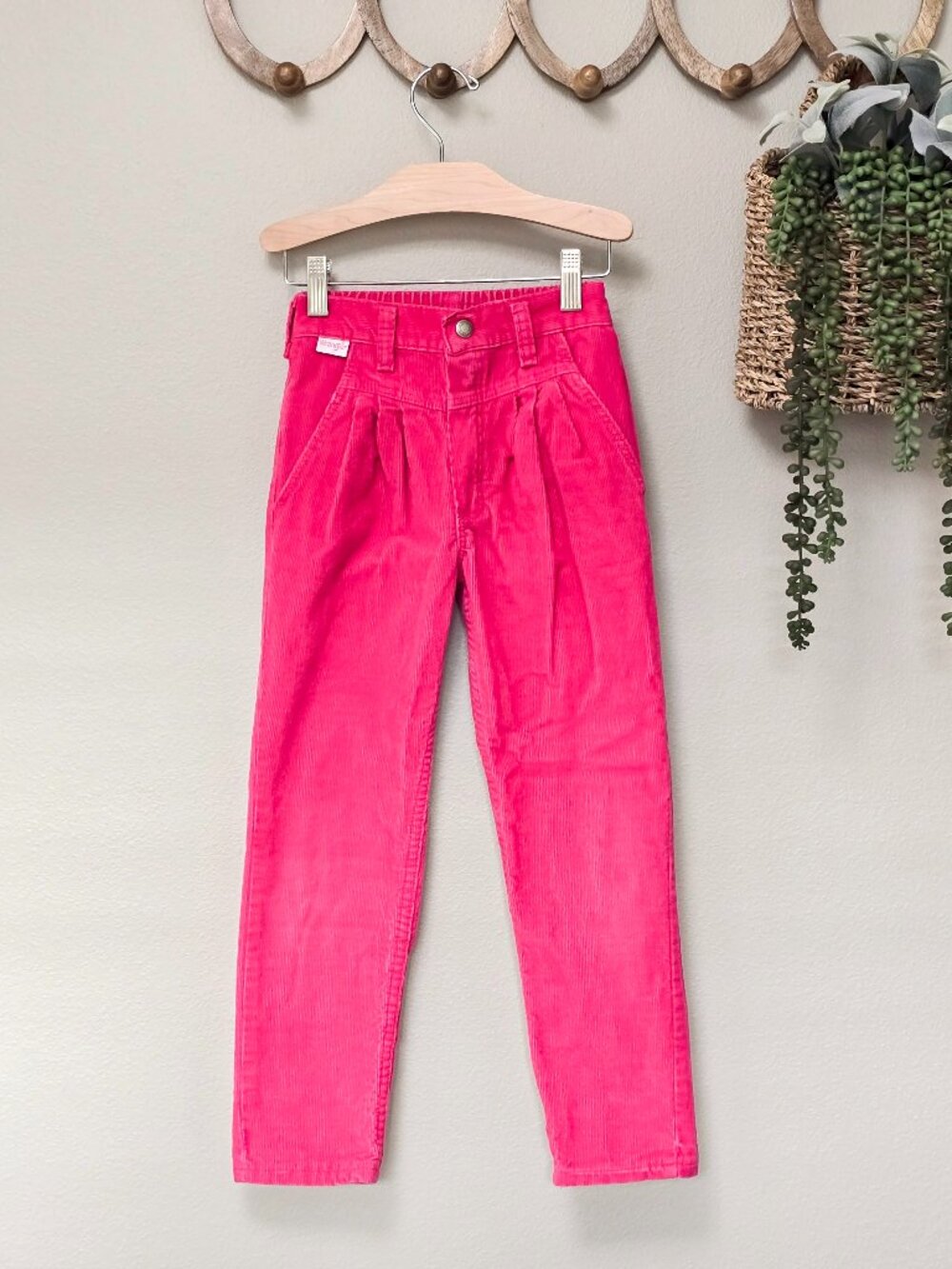 Vintage 1990s Wrangler Corduroy Pants Girls 6X Bright Pink USA Made